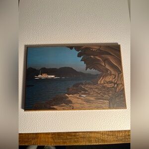 E.J HUGHES Coastal Landscape Art Piece  ⛵️
